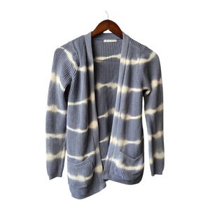 Kaily K Cardigan Sweater Blue White Tie Dye Boho Small